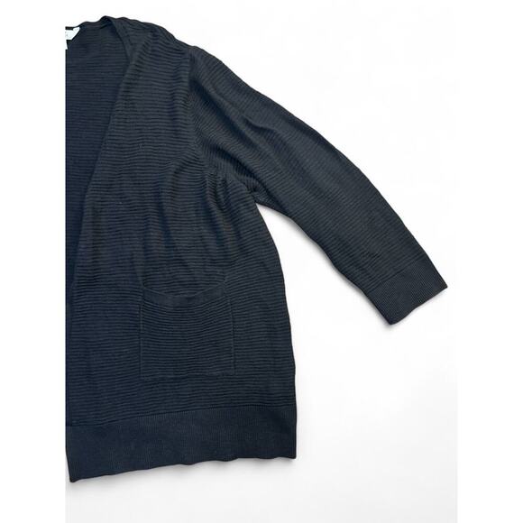 Terra & Sky Cardigan Women's Black Oversized Ribbed Size 3xl - Picture 3 of 7